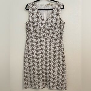 Y2K Caslon Sleeveless Chocolate Brown & White Eyelet Tiny‎ Floral Knee Length XL